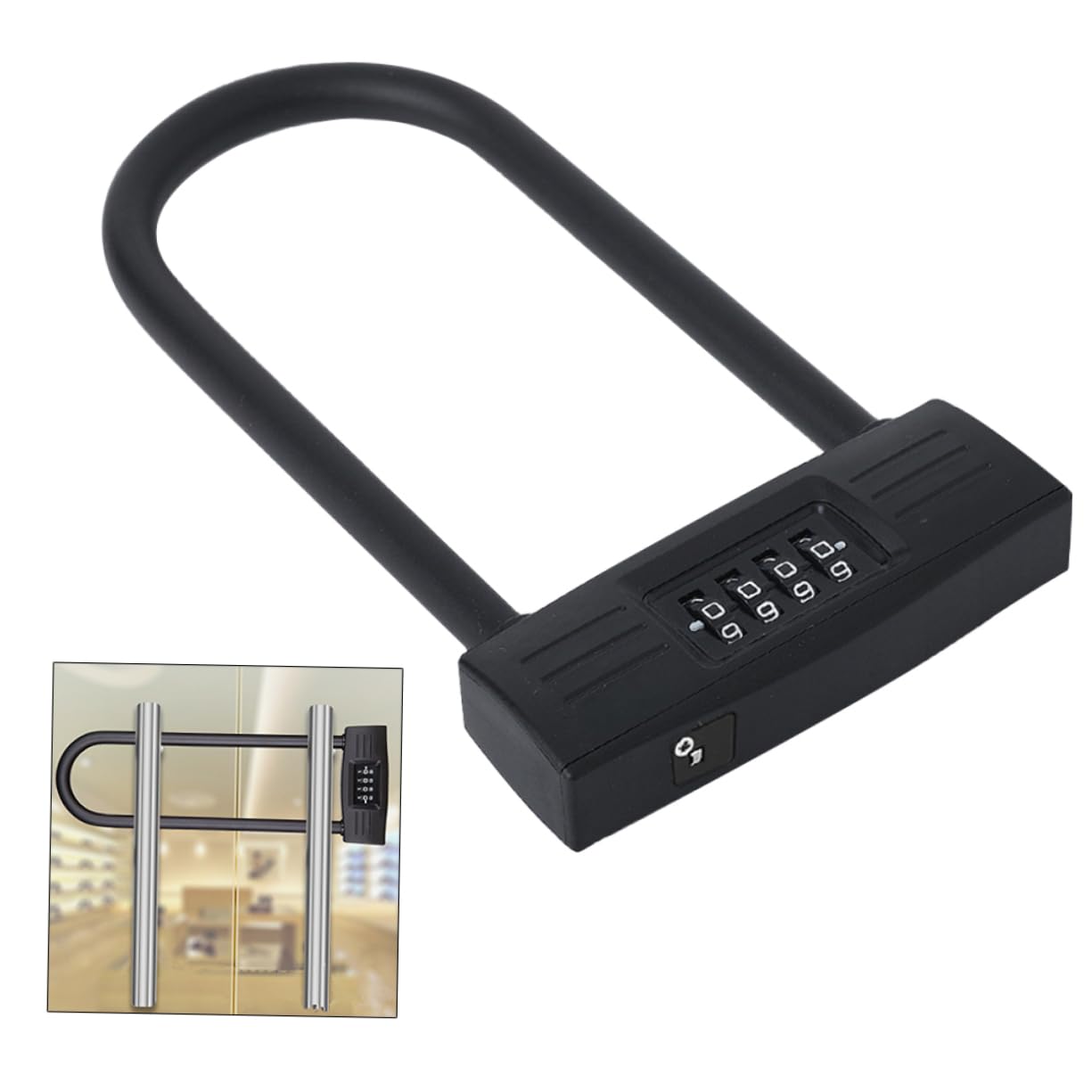 ETHZZLE U-Shaped Combination Lock for Bicycles and Motorcycles Keyless Security Lock Easy Gates Scooters and Sports Equipment Black