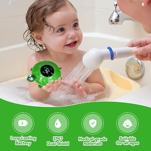 Image of Baby Bath Thermometer - Digital Floating Water Thermometer with LED Display & Color Temperature Alerts, Rechargeable Bath Toy for Infant Bathtub Safety, Newborn Bath Essentials Gift