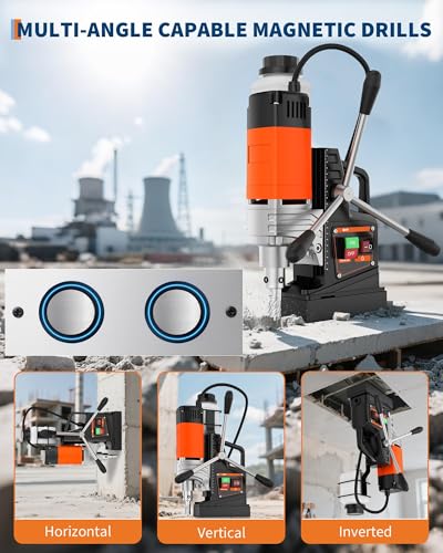 Image of ACEKOOL Mag Drill with 1.57 inch Boring Diameter, 1650w Power, 2922Lbf Power Portable Magnetic Presses, 810 RPM, for Metal Surface, Industrial & Home Improvement (10 Drill Bits, 3 Twist Drills & Plast)