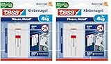 tesa Klebenagel Fliesen&Metalll, verstellbar, 2 Stück - anpassbarer Klebenagel für glatte und feste Oberflächen in Bad und Küche, 4 kg Haltekraft - ablösbar und wiederverwendbar (Packung mit 2)