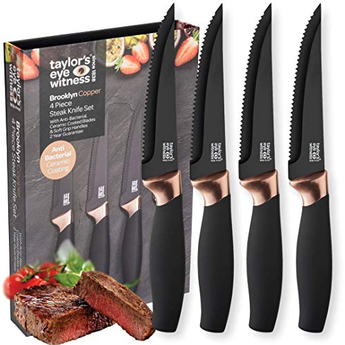 Taylor's Eye Witness TEW-LMS23CBSK2 Brooklyn Lot de 4 couteaux à steak en cuivre dans une boîte cadeau Noir Cover