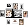 Hamitor picture frames set for wall gallery 10 pack assorted color modern wooden collage photo frame for wall decor or tabletop display including two 8×10 four 5×7 four 4×6 black white gray  urban country home decor