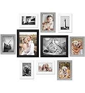 HAMITOR Picture Frames Set for Wall Gallery - 10 Pack Assorted Color Modern Wooden Collage Photo ...