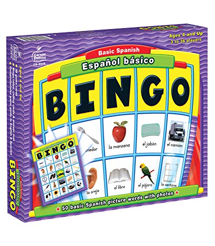 Carson Dellosa Basic Spanish Bingo Game Learning Board Game With 50 Spanish Words With Photos, 36 Game Boards And Bingo Chips For 3-36 Players, Ages 4 And Up #TOP5