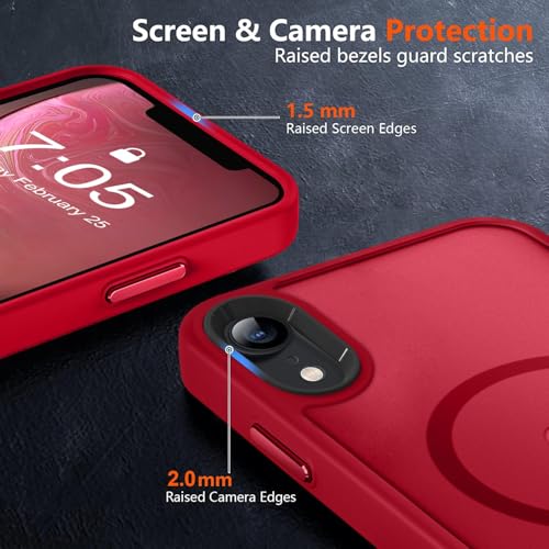 Image of MOCCA Strong Magnetic for iPhone XR Phone Case, [Compatible with Magsafe][Mil-Grade Drop Protection] Slim Thin Translucent Matte Protective Cover Case for iPhone XR Case 6.1'', Red