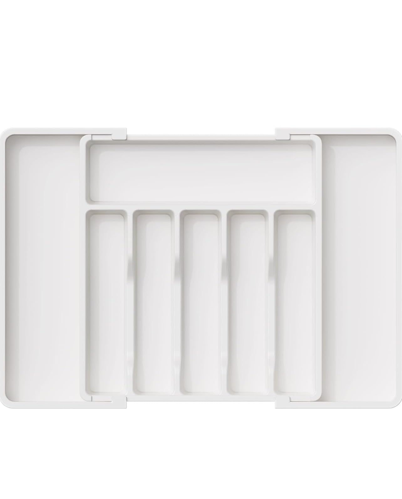 Extra Large Cutlery Drawer Organiser, Expandable Cutlery Tray for Kitchen, BPA Free Flatware and Utensil Holder, Ajustable Plastic Kitchen Storage 33-57x38 (white)
