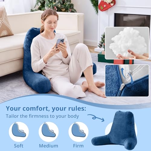 Image of Sasttie Reading Pillow for Bed, Back Pillow for Sitting Up, Navy