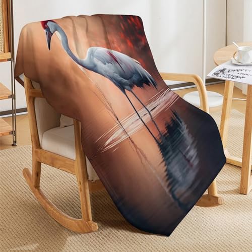 Couverture moelleuse grue plaid chaud flannel polaire lit et canapé - 8