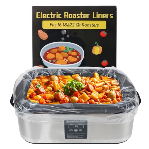 RSSCIIIUL Electric Roaster Liners 34 x 18 Inch, 10 Count Disposable Roasting Oven Liners for 16, 18, 22 Quart Roasters, Plastic Cooking Bags for Immediate Cleanup