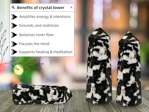 Image of Certified Black and White Tourmaline Crystal Tower Obelisk Point for Chakra, Healing and Balancing - AAA Grade Original Certified Gemstone Agate for Reiki Meditation Yoga Spiritual (2-3 Inches)