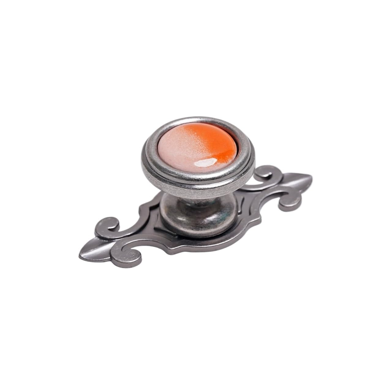 Gwyzax Orange Antique Cabinet Pulls 4Pcs Vintage Chinese Ceramic Cabinet Knobs With Base Drawer Pulls Hardware