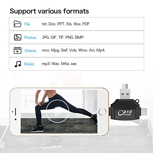 Docooler Leitor de Cartão SD 4 em 1 Adaptador de Leitor de Cartão SD/TF para iPhone/Android/PC