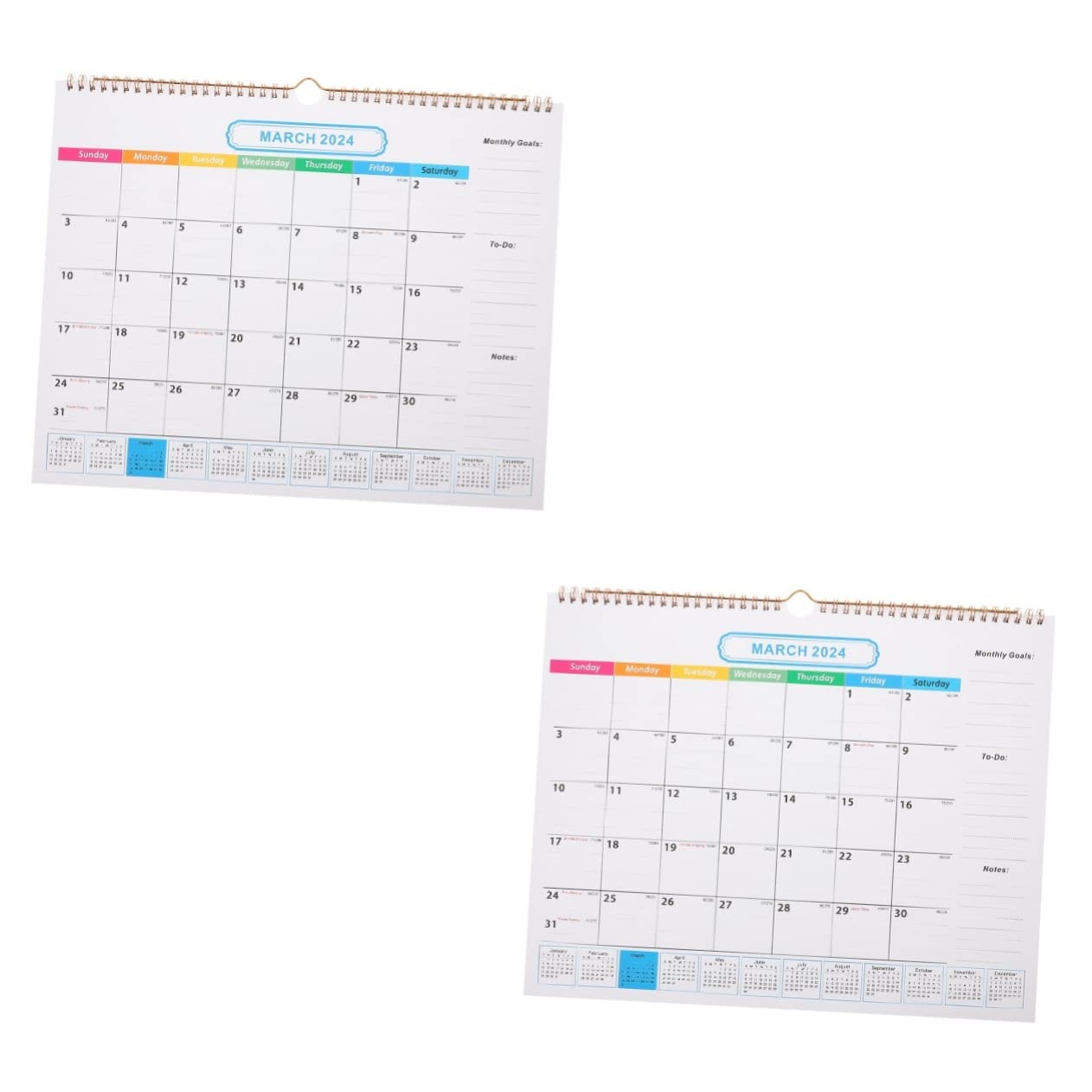 VILLCASE 2piezas Calendario De Pared Mensual Desgarrable Espacio Para Anotaciones Para Hogar y Oficina Calendario Colgante Diseño Creativo y Práctico