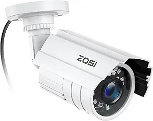 ZOSI 1080P 2.0MP HD 1920TVL Hybrid 4-in-1 TVI/CVI/AHD/960H CVBS CCTV Security Camera Indoor Outdoor, 80ft Night Vision,Aluminum Metal Cam, For 960H,720P,1080P,5MP,4K analog Surveillance DVR (White) asin的图片