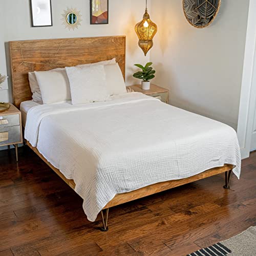 Image of Comfy Cubs Muslin Blanket for Adults Queen 90 inch x 90 inch - 6 Layer Soft, Breathable & Lightweight Muslin Adult Blanket - Machine Washable & Designed in The US Bedding for All Seasons - White