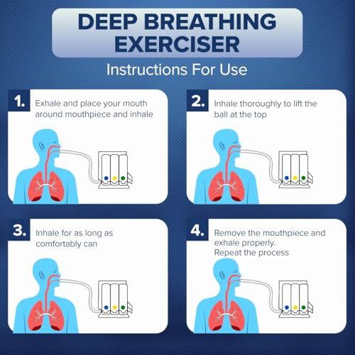 Image of Q DEVICES 3-Ball Spirometer for Lung Exercise - Breathing Trainer for Respiratory Therapy, Deep Breathing & Lung Capacity Recovery - Ideal for Post-Surgery, COPD, Adults & Kids