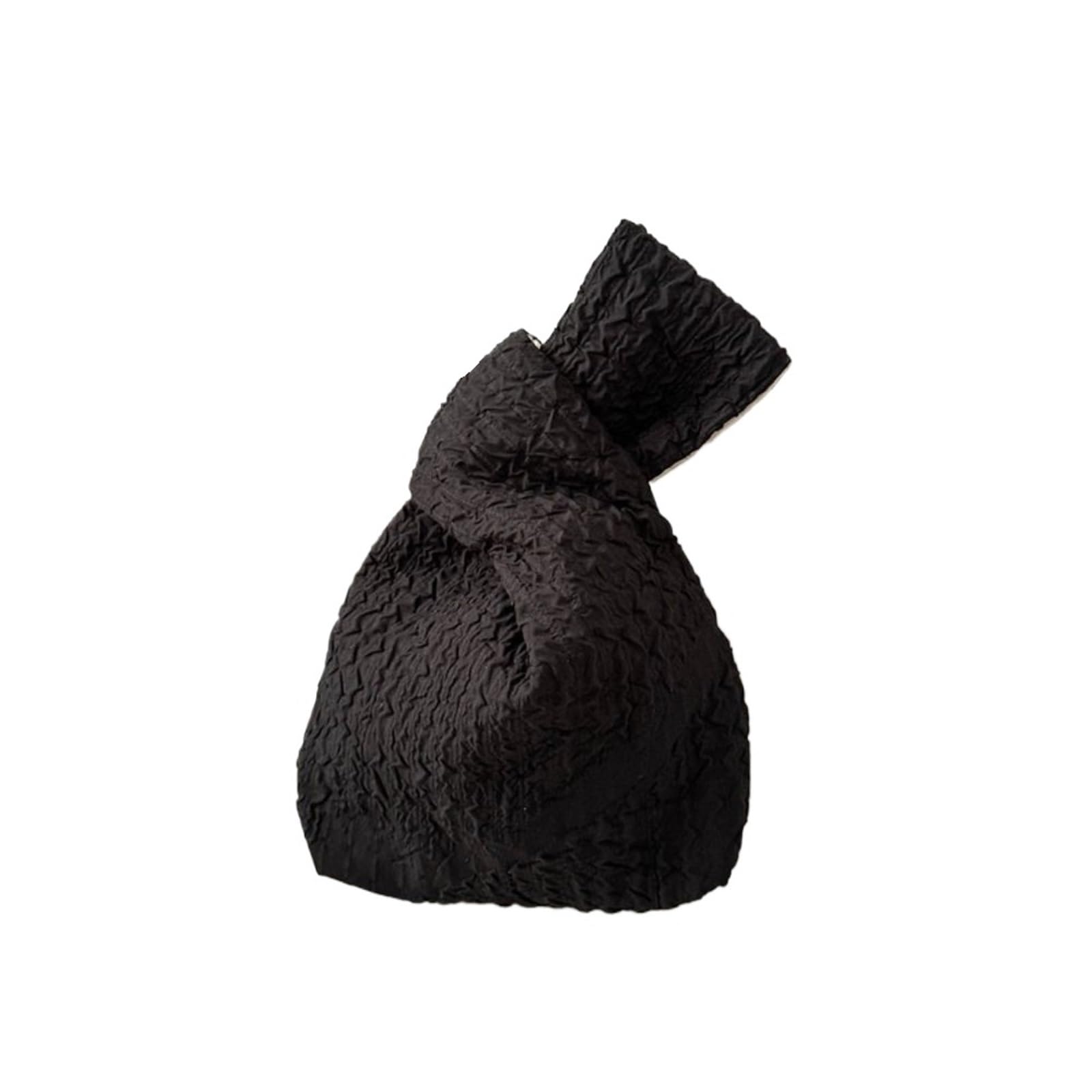 Hkybcf Black Knot Wrist Bag Bubble Hand Bag Cloud Pleated Wrist Bag Temperament Simple Purse Handbags Small Item Pouch Knitted Bag(Black)