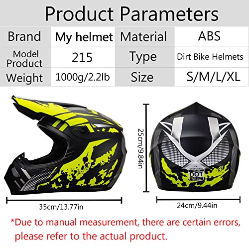 Youth Dirt Bike Helmets Motocross Atv Dirtbike Offroad Full Face Motorcycle Dot Approved Model Adult Unisex-Adult Atv Off-Road Mountain (Ybgd, L) #TOP2