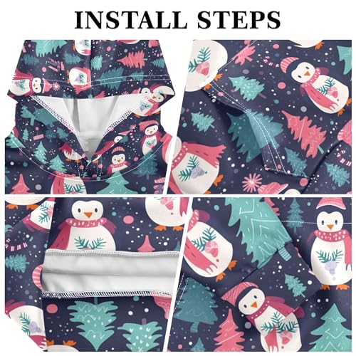 Kids Hoodies Sweaters Christmas Xmas Penguin Hooded Sweatshirts with Big Pockets for Boys Girls B04004233