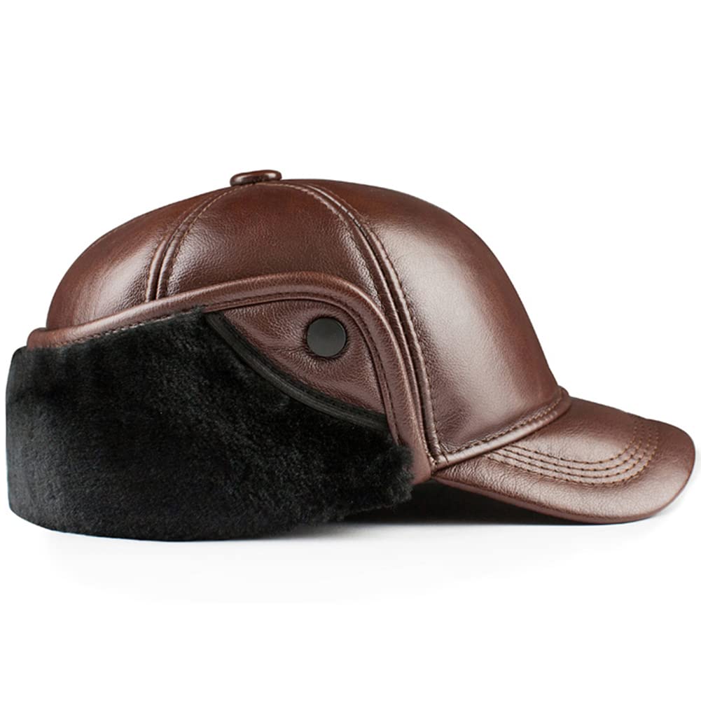 DongBao Berretto da Baseball in Pelle Cappello Invernale papà da Uomo all'aperto Caldo con Paraorecchie