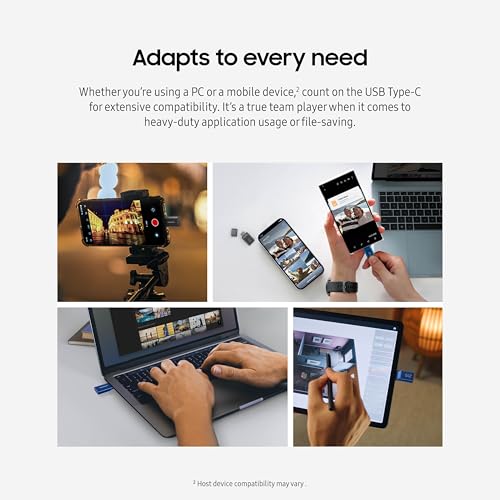 Image of Samsung Type-C USB Flash Drive, 512GB, Transfers 4GB Files in 11 Secs w /Up to 400MB /s USB 3.2 Gen 1 Read Speeds, Compatible w /USB 3.0 /2.0, Waterproof, 2022, Blue, MUF-512DA /AM