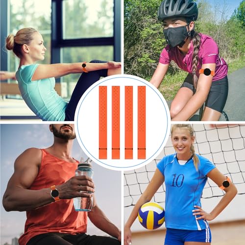 Oudain 4 Pcs Heart Rate Monitor Replacement Strap Band, Soft Heart Rate Monitor Armband Strap, Theory Fitness Adjustable(0.8 x 14.2 Inch,Orange)