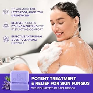 Hermon Antifungal Soap with Tea Tree Oil: Antifungal Bar Soothing Care & Relief of Itchy for Ringworm, Jock Itch, & Athletes Foot - Body & Face Wash - Lavender - 4 Pack