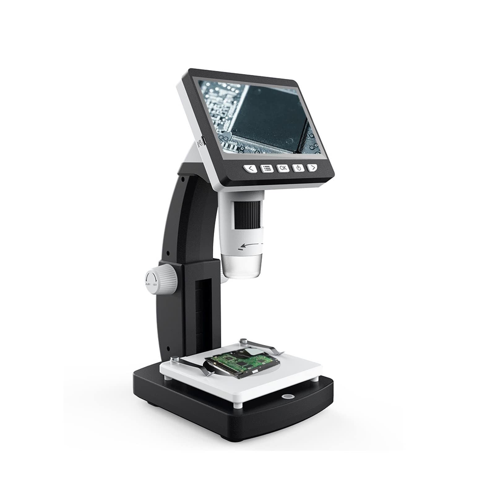 ASerZenith 4.3 Inch Digital Coin Microscope, 50X-1000X Magnification, 8 Adjustable Led Lights For Coins, Stamps, Plants & Soldering