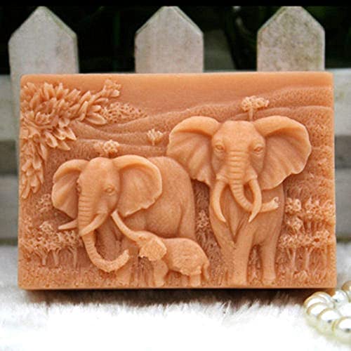 Elephant Family Silicone Soap Molds Animal Bar Soap Making Molds Square Soap Mould For Baby Shower #TOP4