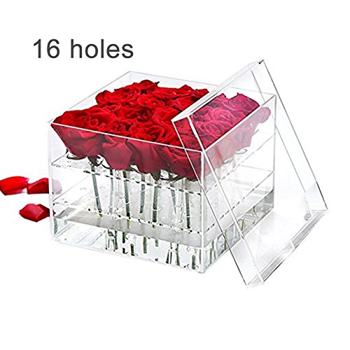 Jiobapiongxin Aufbewahrungsbox mit Deckel, Acryl, Rosen-Design, transparent Transparent 1