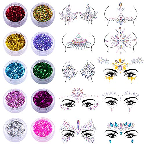 Bijoux pour le visage autocollants en cristal sirène tenue longue durée rave