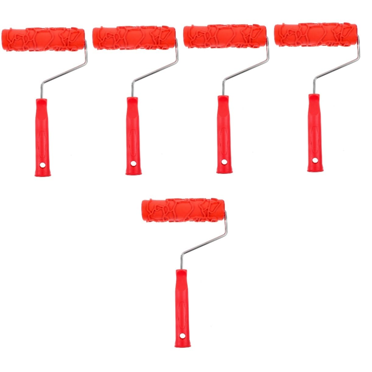 DOITOOL 5st Textur-malwerkzeuge Farbrollerverlängerung Rollen Farbroller-kit Ausziehbarer Pinsel Farbkantenwalze Farbrollerköpfe Wandreparaturpastenroller Kleine Walzen Zum Malen Gummi Rot