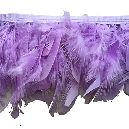 KOLIGHT Pack of 10yards Natural Dyed Turkey Flakes Feathers 4~6inch Fringe Trim DIY Dress Crafts Costumes Decoration (Lavender)
