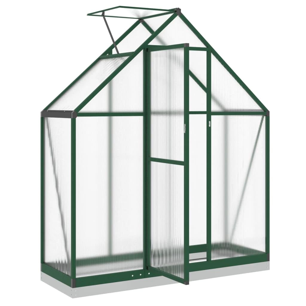 Rasen & Garten Gewächshaus mit Fundamentrahmen grün 169x58x202cm Aluminium Gartenarbeit