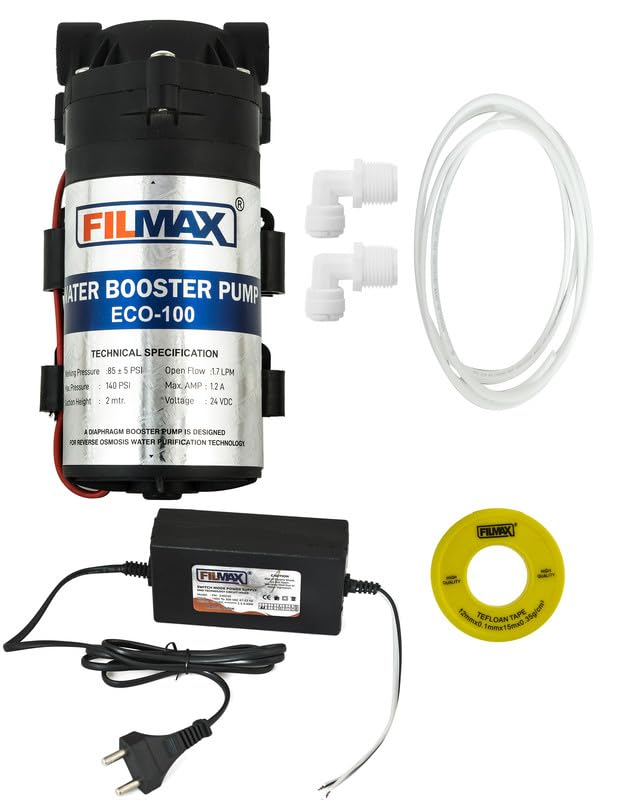 Image of RO Booster Pump Motor 100 GPD - Heavy Duty Diaphragm Motor with 24V DC 2 Amp SMPS Power Supply, 100% Copper Winding, Suitable for All Water Purifiers - Diaphragm Booster Pump