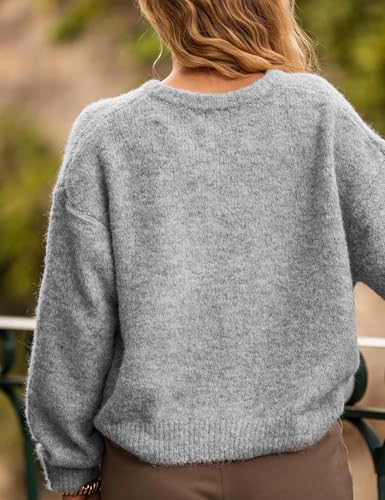 Image of Ynhonra Womens Cardigan Sweater Front Button Loose Y2k Long Sleeve Crewneck | Lightweight Knit Ribbed Hem