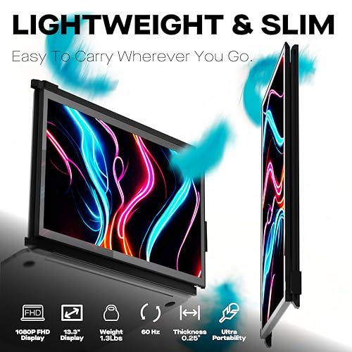 Image of Portable Monitor for Laptops, New Mobile Pixels Duex Plus DS 13.3 inch FHD 1080P Laptops Screen Extender, USB Type-C /HDMI Plug and Play Laptop Extended Monitor, Windows /macOS /Android /Switch Compatible