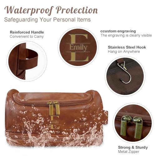 Personalized Toiletry Bag for Men, Custom Large Capacity Leather Travel Toiletry Dopp Kit, Engraved with Pattern and Text, Gifts for Him, Groomsmen, Birthday, Graduation, Anniversary, Christmas4