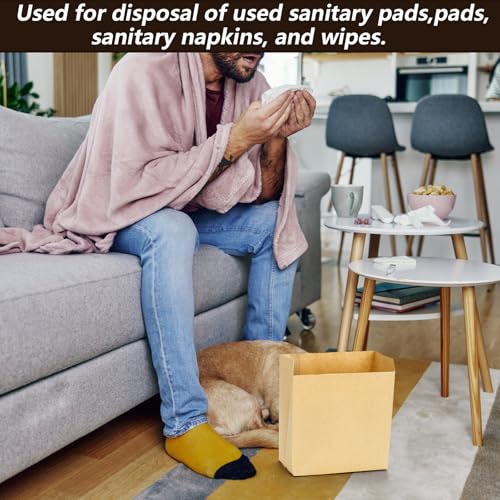 Image of Yesland 300 Pack Waxed Sanitary Napkin Disposal Bags, 7.5x10in Feminine Hygiene Liner Bags, Waterproof Kraft Paper Bags for Bathroom Receptacle, Commercial & Personal Use
