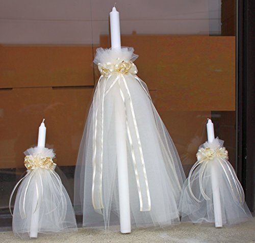 Religious Greek Orthodox Candles - Lambatha/Lambada Candles Set of 3