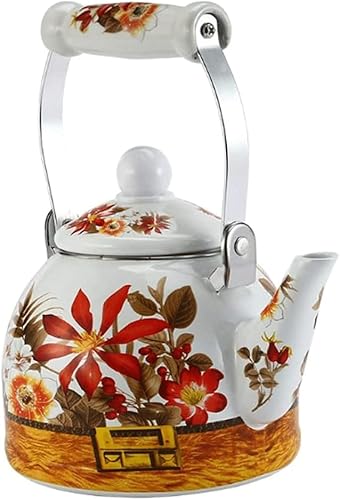Tetera práctica Tetera de moda Tetera esmaltada de gran capacidad Tetera de fondo plano con mango ergonómico Tetera de té 1.5l portátil