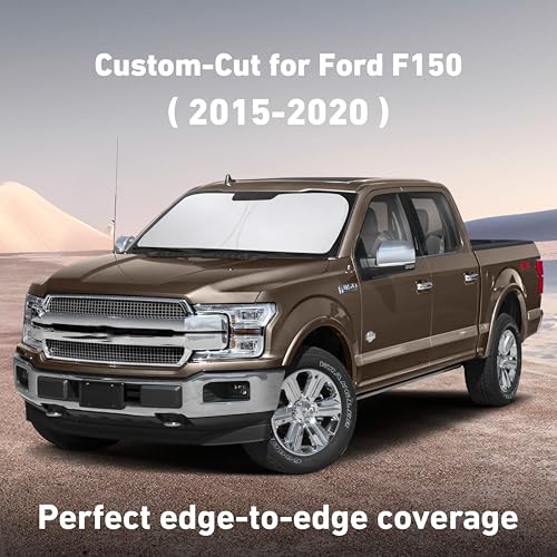 Image of EcoNour Windshield Sunshade Compatible for Ford F150 2015-2018 2019 2020, Sun Visor for Front Windshield & Window Sun Shade Cover, UV Heat Blocker & Protector, Car Accessories