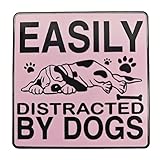 Ficsowy Enamel Lapel Pin Easily Distracted By Dogs Dog Lover Gift Lovely Kawaii Cartoon Animal Brooches Badges for Friends Family