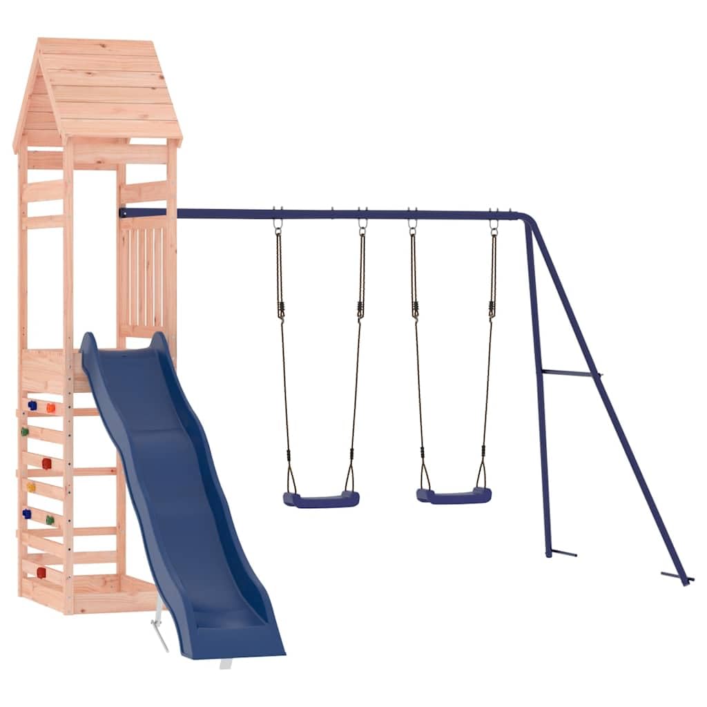 vidaXL Spielturm, Klettergerüst mit Kletterwand Rutsche Schaukel, Kinder Kletterturm mit Sandkasten, Spiel-Zubehör für Garten, Spielgeräte Spielplatz, Massivholz Douglasie