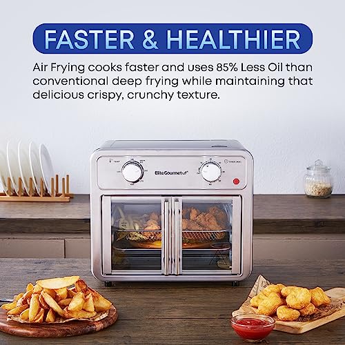 Elite-Gourmet-EAF1222SS-Air-Fryer-Oven-Double-French-Doors-Bake-Grill-Roast-Broil-Rotisserie-Toast-Warm-Air-Fry-Dehydrate-1500-Watts-with-25-Recipes-12L-Capacity-Stainless-Steel