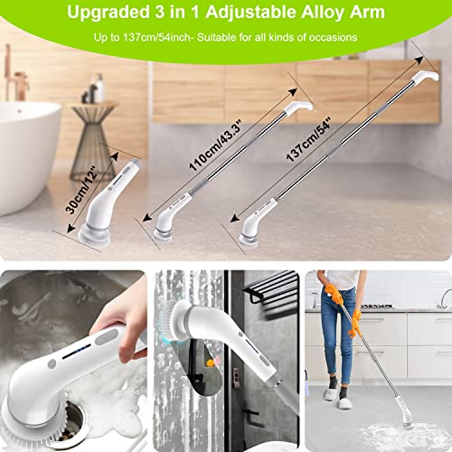 Electric Spin Scrubber, Cordless Cleaning Brush with 7 Replaceable Brush Heads & Adjustable Long Handle, Automatic Power Scrubber Shower Cleaning Tool for Bathroom Tub, Floor, Tile, Kitchen, Car - Image 5