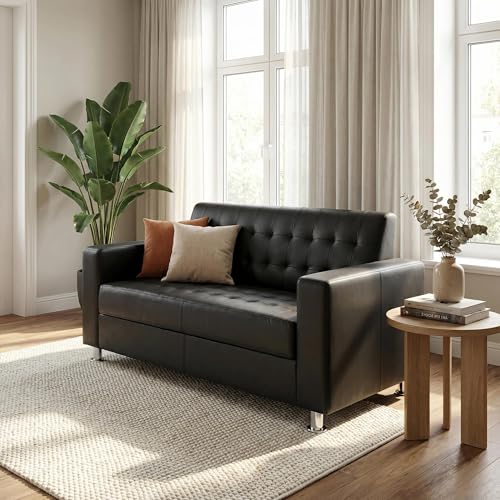 Mendler 2er Sofa Kunda, Couch Loungesofa, Kunstleder, Metall-Füße -...