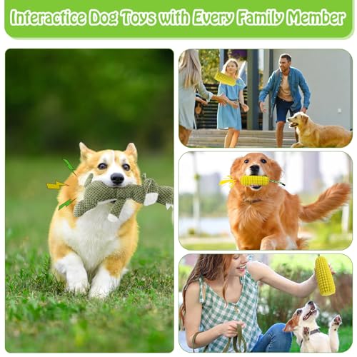 BITEFU 2 Stücksatz Hundespielzeug Set,Maiskolben Hundespielzeug unzerstörbar,für große Hunde,Aggressive Kauer,Plüsch-Kauspielzeug Der,Quietschend großer böser Wolf für kleine und mittlere Hunde