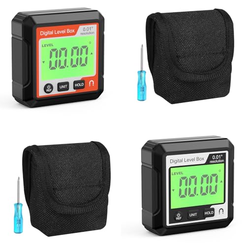 2Pcs Digital Angle Gauge Accurate Digital Protractor with Magnetic Base Portable Angle Finder Measuring Tool for Woodworking Automotive Repair