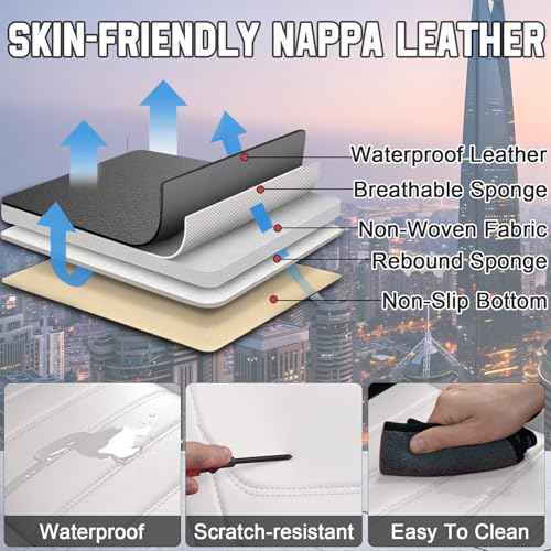 Image of Car Seat Covers Fit for Chevrolet Tahoe 1995-2025, Leather Automotive Seat Covers for Trucks, Heavy-Duty Wear Resistant Seat Protectors, Easy to Install, 2 Seats, Black White
